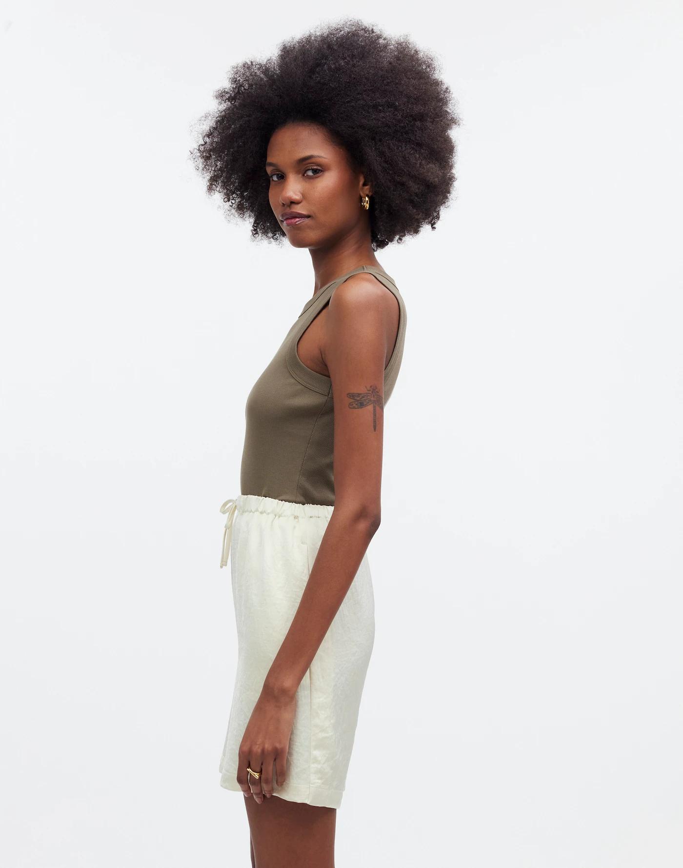 Drawstring Pull-On Shorts in Satin Product Image