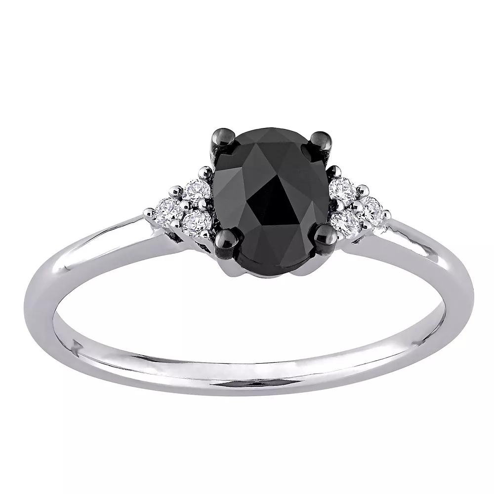Stella Grace 14k White Gold 1 Carat T.W. Black & White Diamond Engagement Ring, Women's, Size: 7.50 Product Image