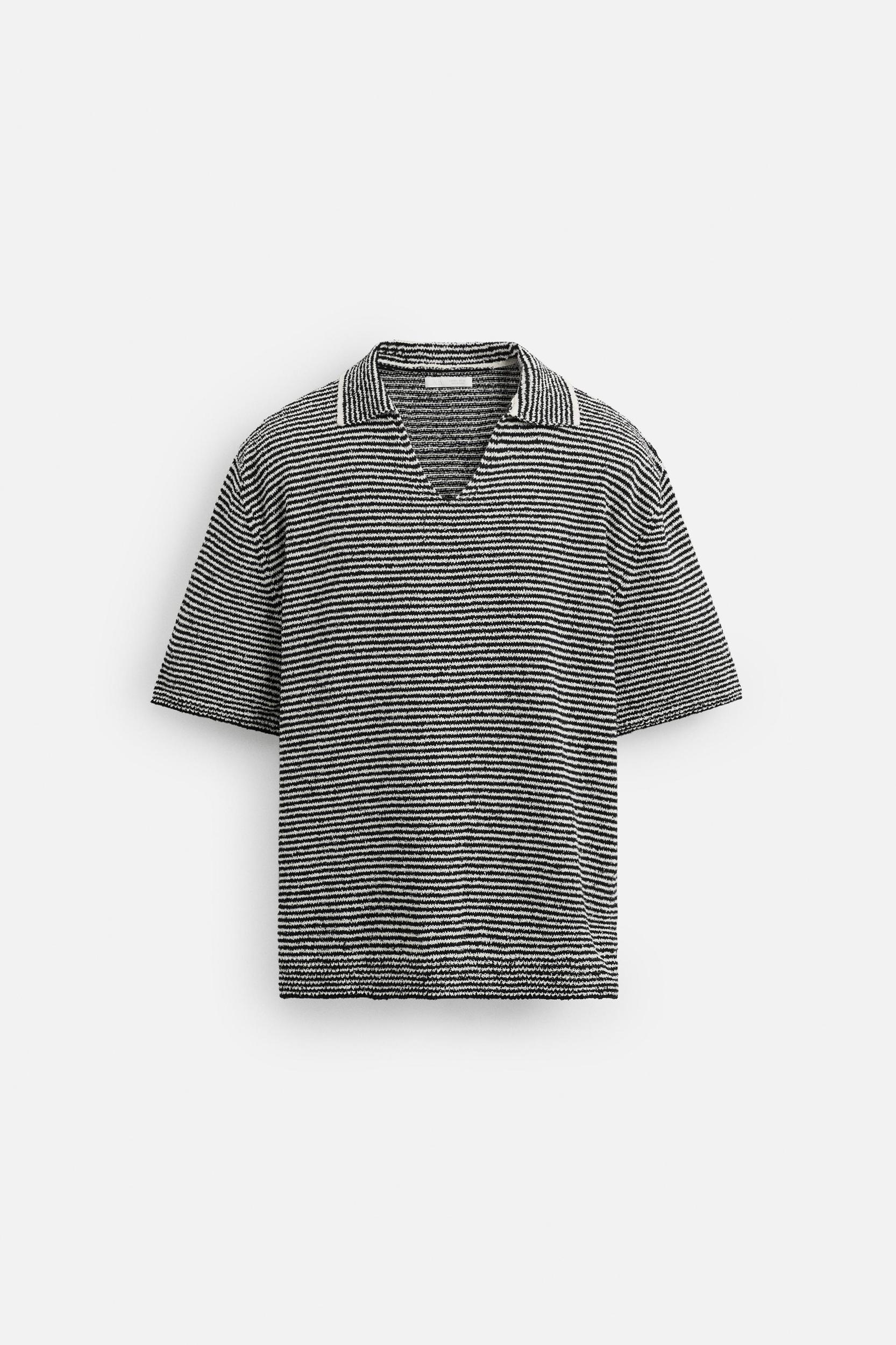 STRIPED KNIT POLO SHIRT Product Image