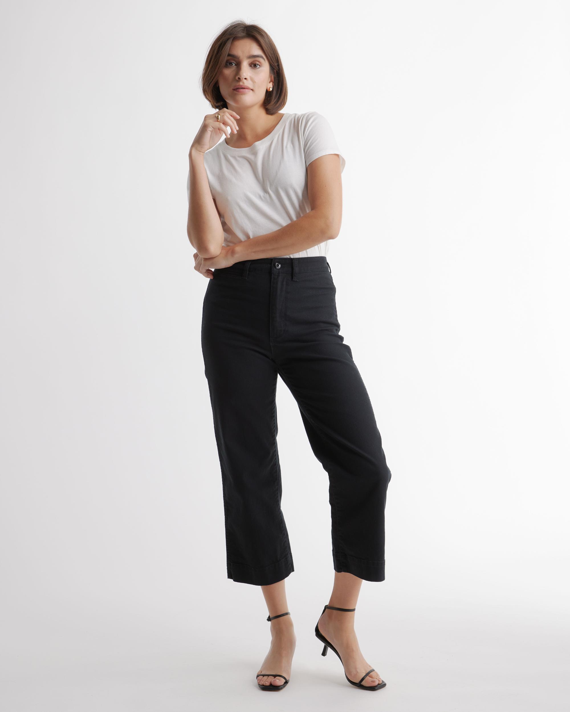 Quince | Women's Cropped Wide-Leg Chino Pants Stretch Cotton Twill Product Image