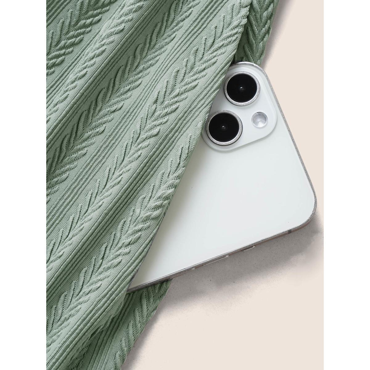 Plus Size Texture Button Detail Ruffle Cap Sleeve Dress Sage Women Casual Texture V-neck Cap Sleeve Curvy BloomChic 14-16/1X Product Image