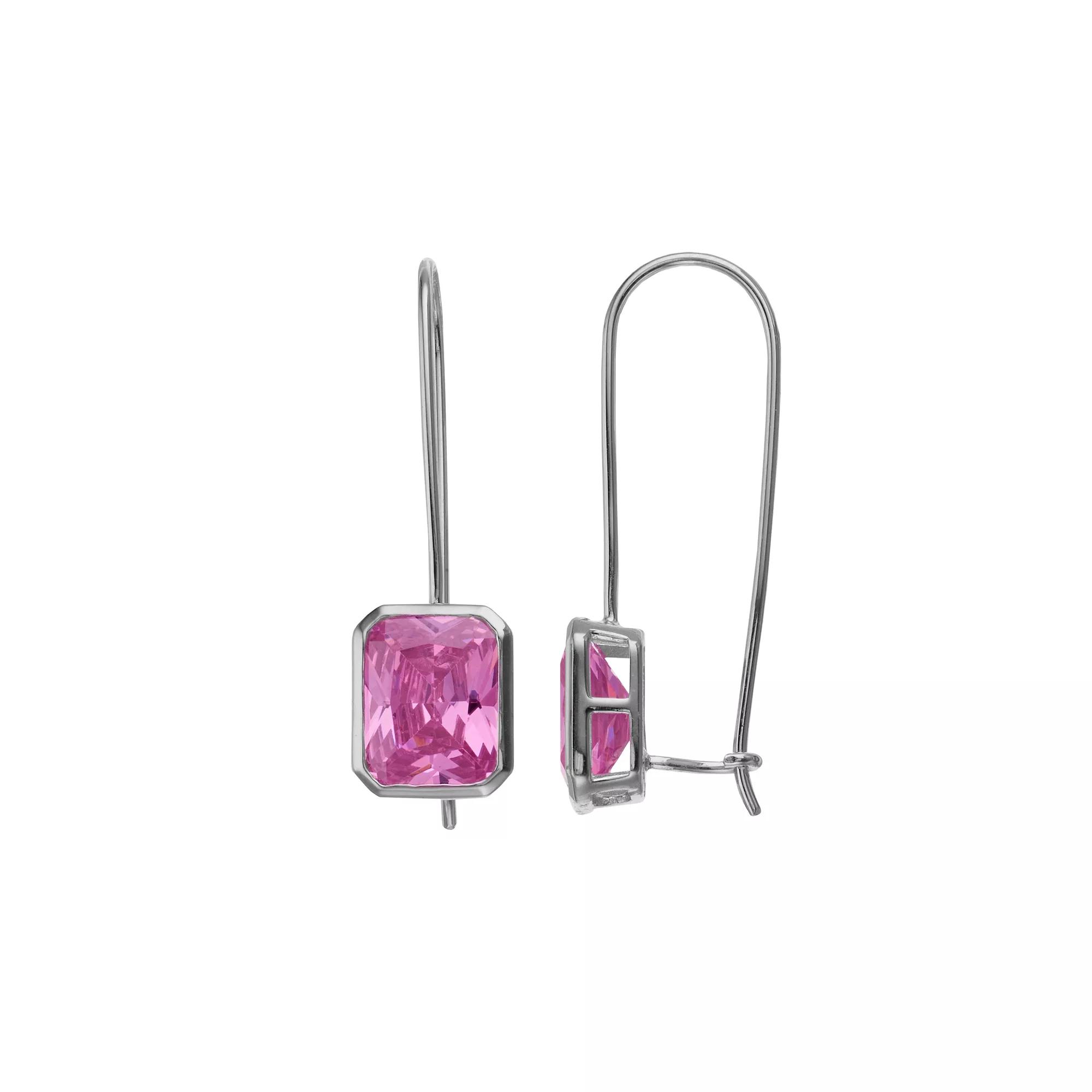 Rosabella Sterling Silver Pink Cubic Zirconia Drop Earrings, Women's Product Image