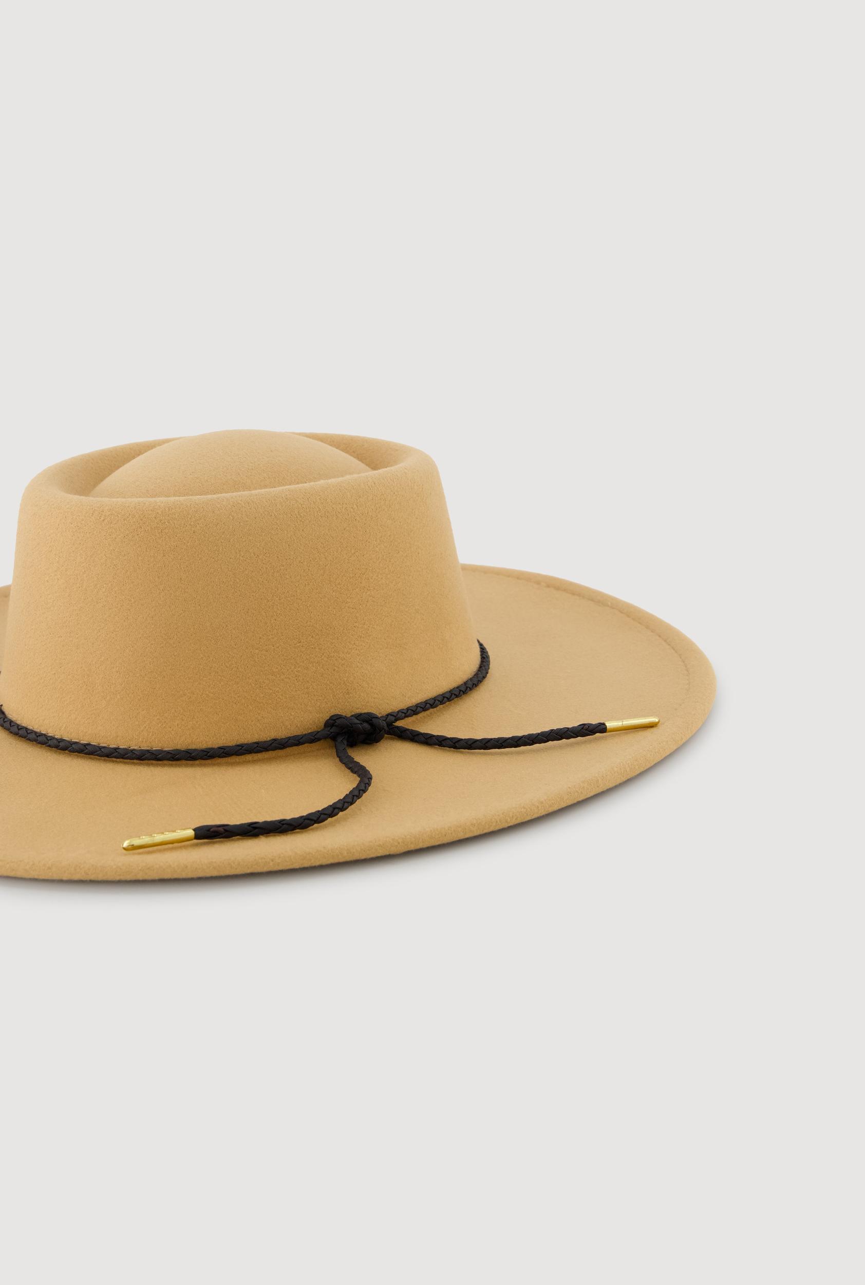 Faux Suede Braided Cord Detail Panama Hat Female Product Image