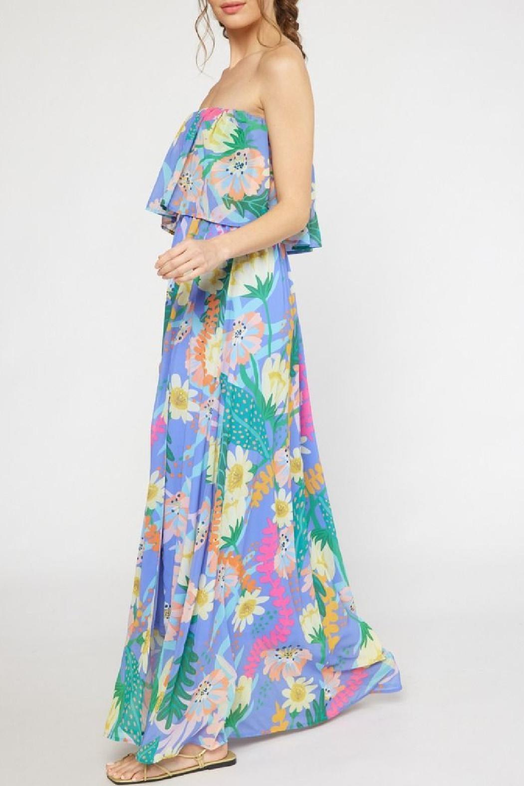 Strapless Tropical Print Maxi Product Image
