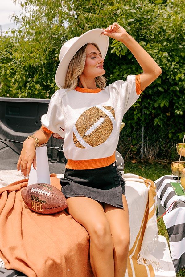 Tailgate Cutie Sequin Sweater Top in Ivory Product Image