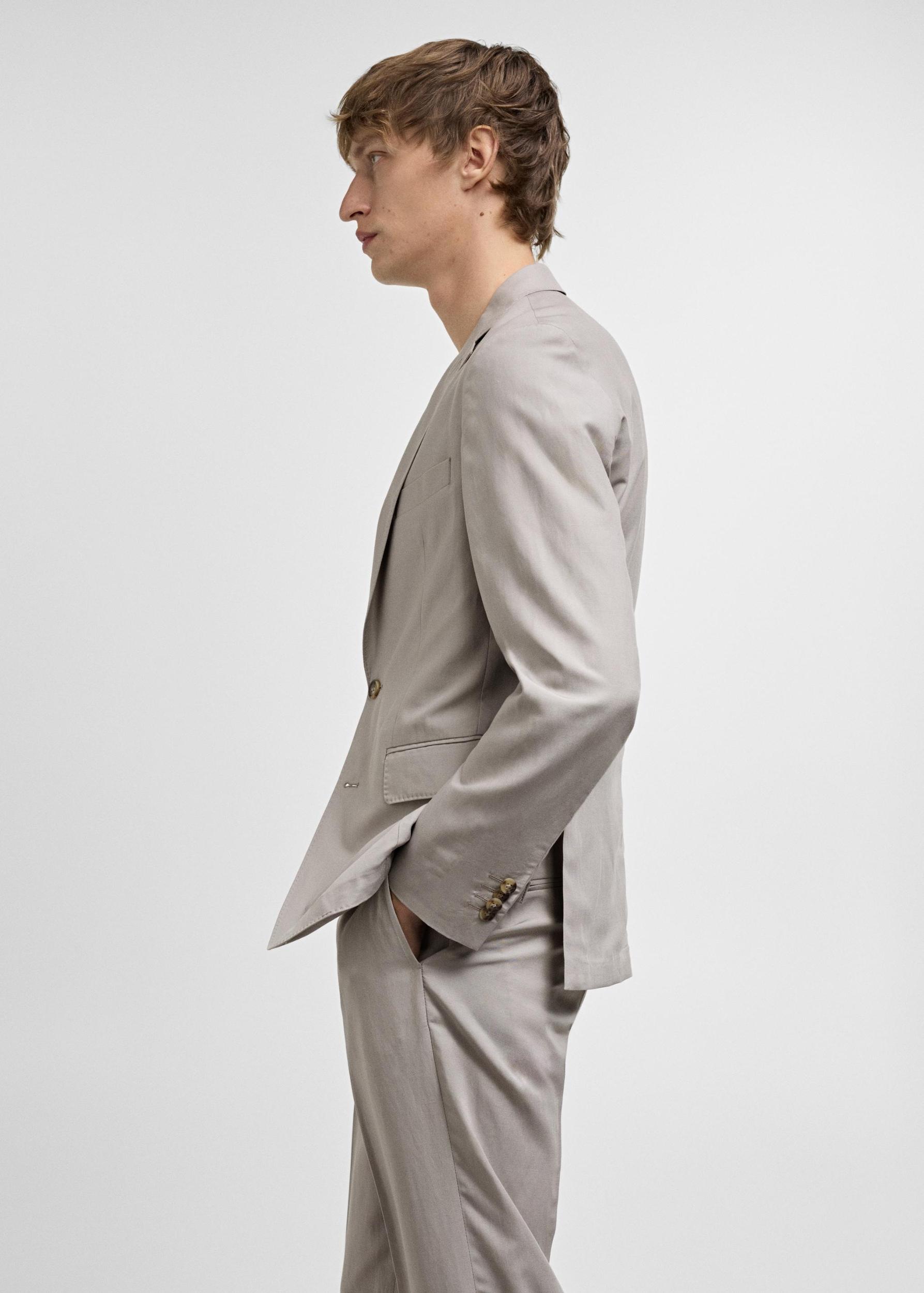 Slim-fit linen-blend suit jacket - Men | MANGO USA Product Image