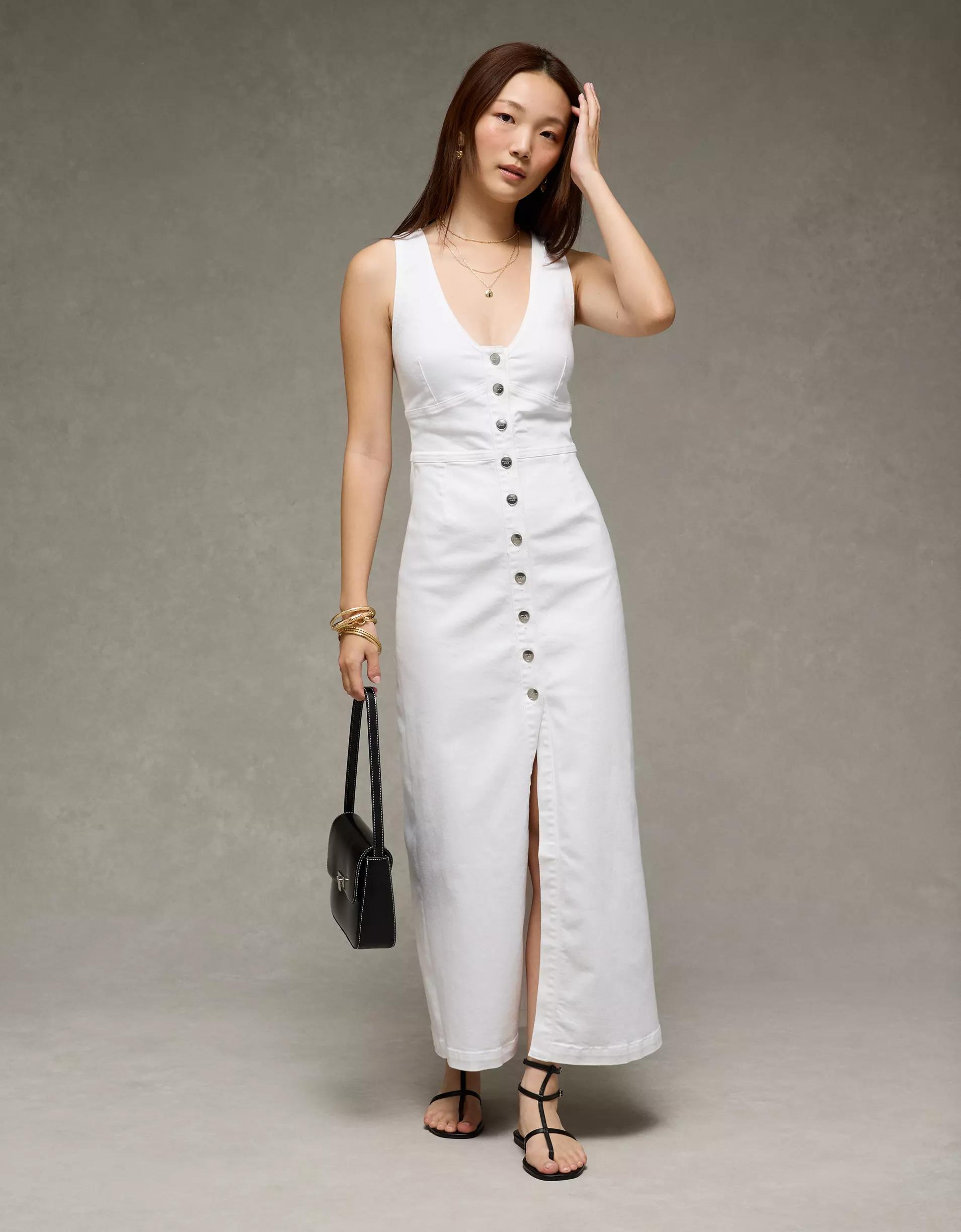 AE V-Neck Denim Maxi Dress Product Image