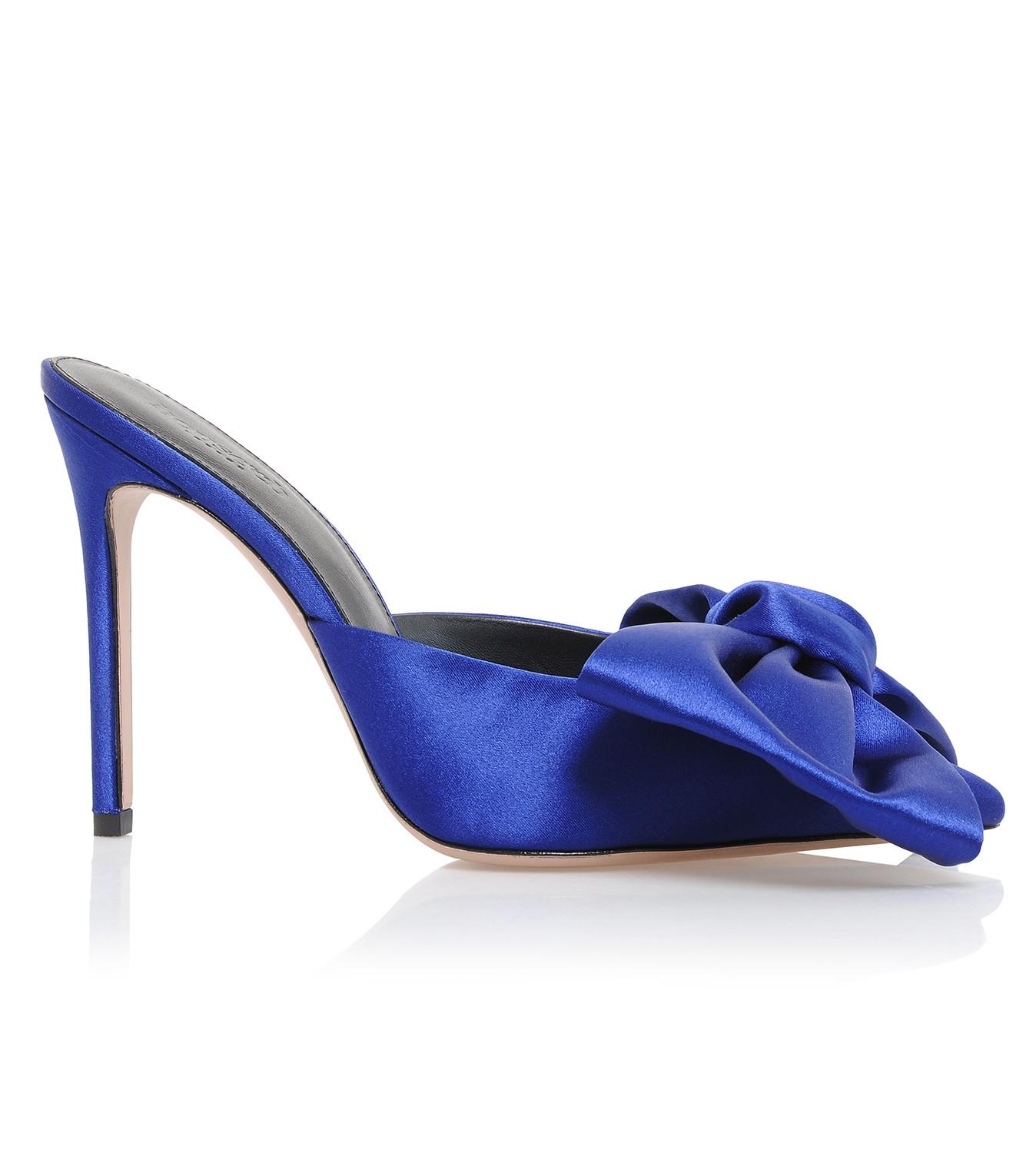Beaubelle  cobalt blue oversized bow mules Product Image