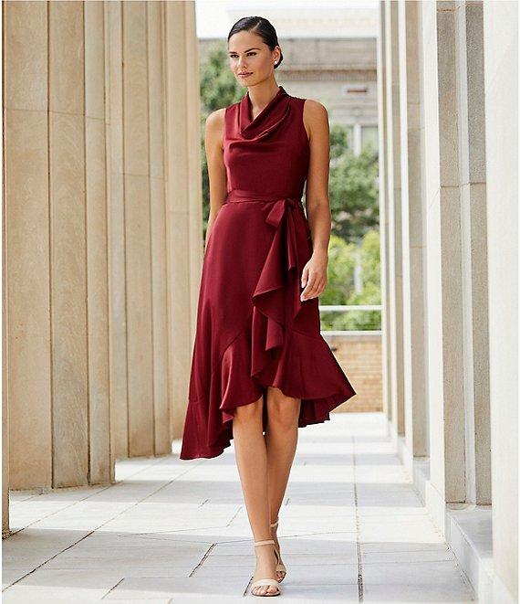 Alex Marie Annalee Satin Cowl Neck Sleeveless Midi Dress Product Image