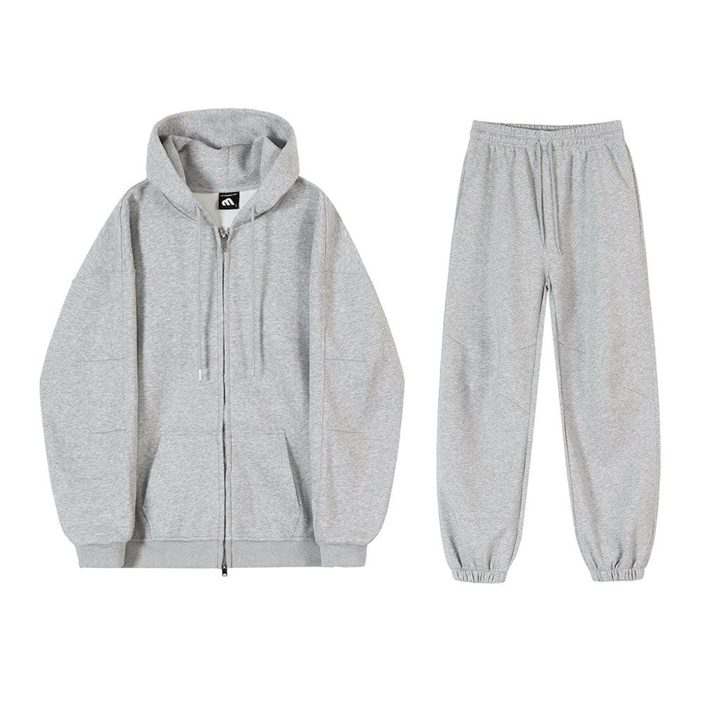RT No. 4091 GRAY ZIP-UP HOODIE & SWEATPANTS (TOP & BOTTOM) Product Image