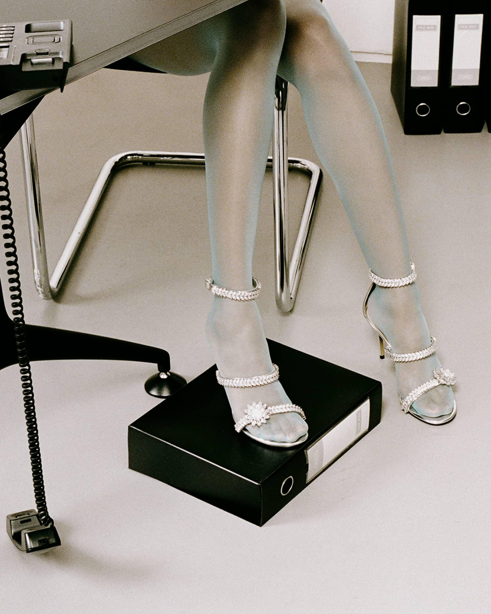 Lotus Crystal Metallic Ankle-Strap Sandals Product Image