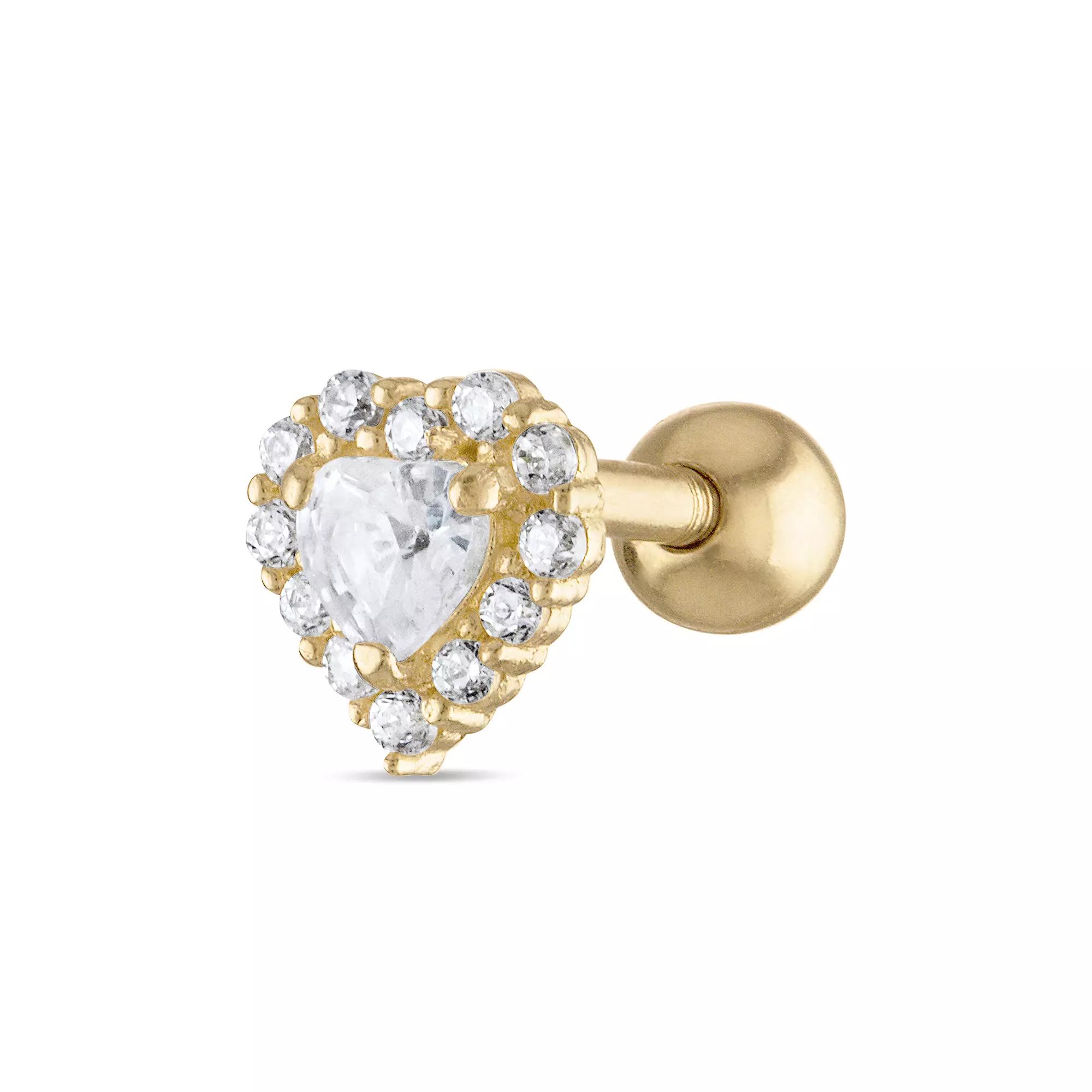 Amella Jewels 10k Gold Cubic Zirconia Heart Cartilage Earring, Women's, Yellow Product Image