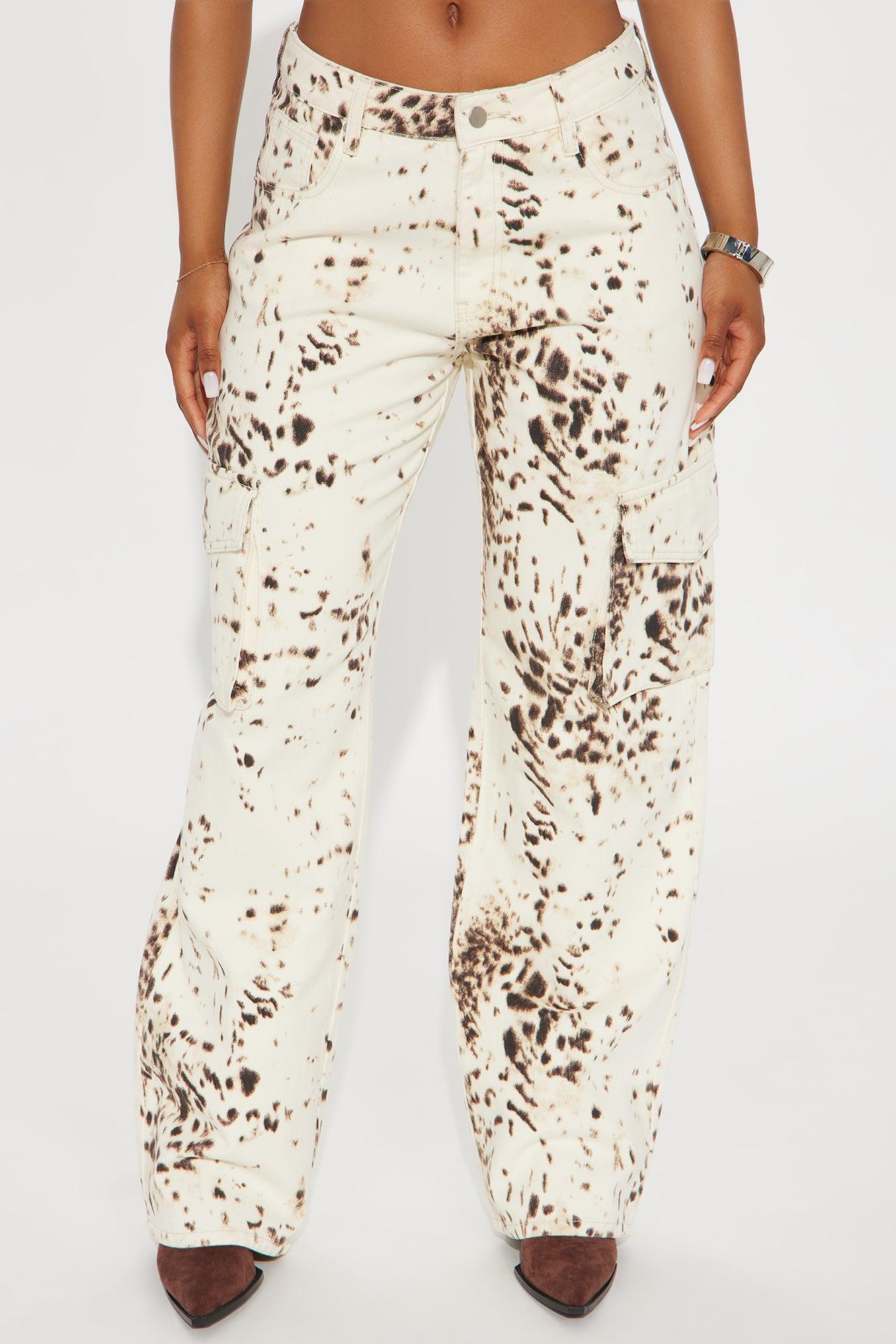 Jamie Printed Wide Leg Cargo Pant - Cream/combo Product Image