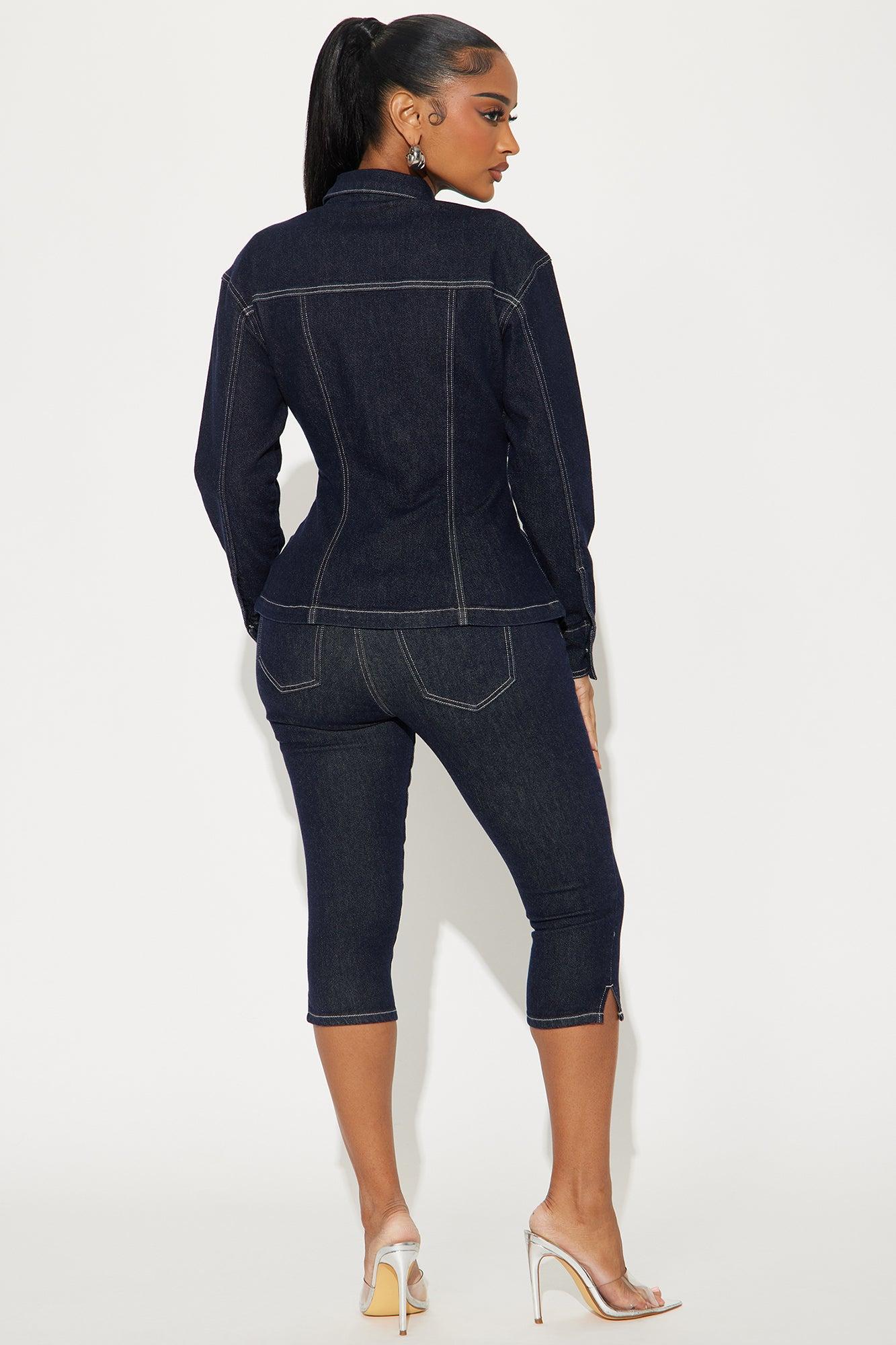 Yara Denim Capri Pant Set - Dark Wash Product Image