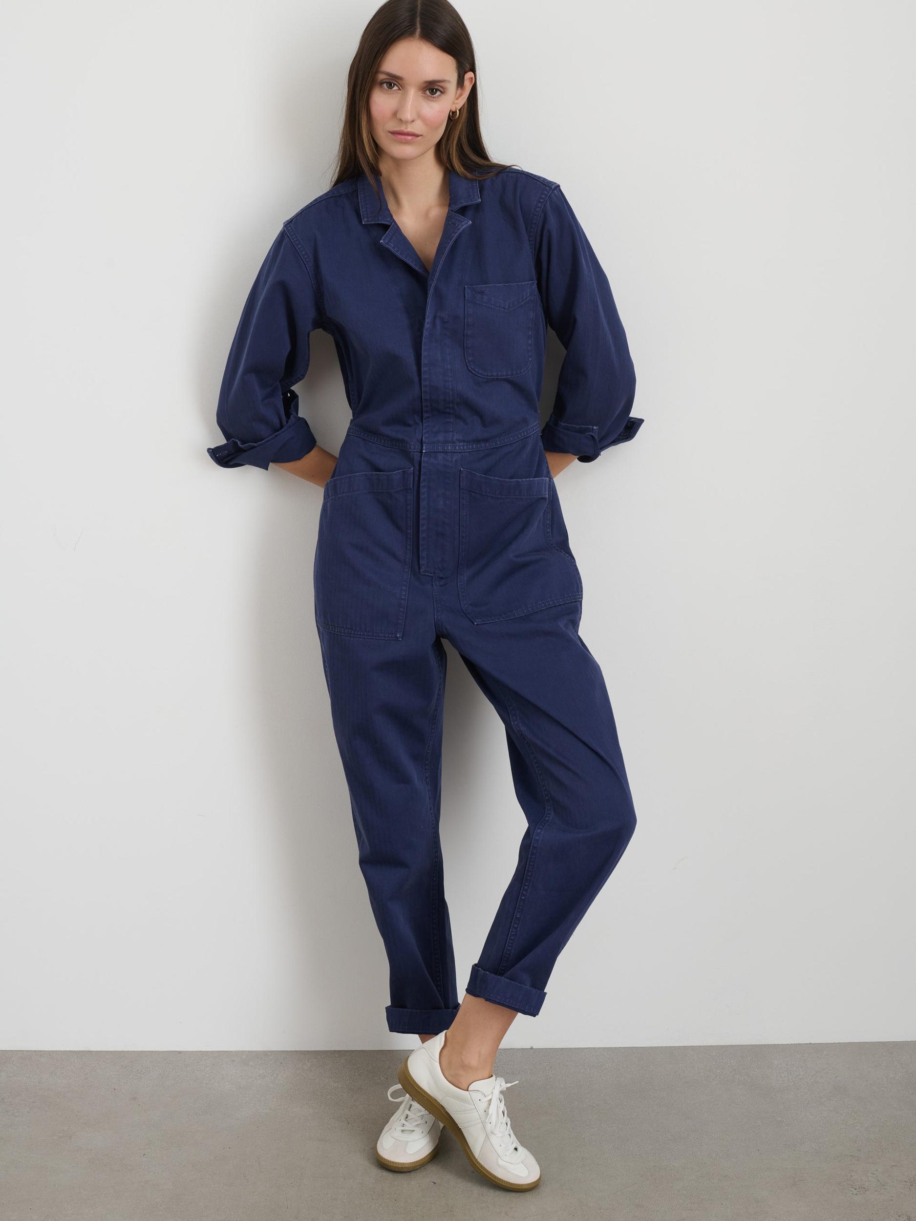 Standard Zip Jumpsuit in Herringbone Product Image
