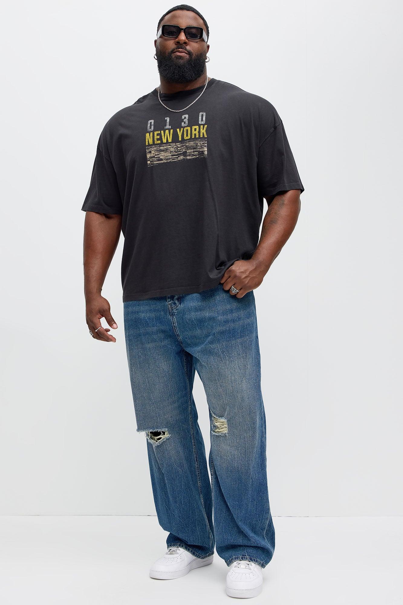 Luke Distressed Baggy Jeans - Medium Blue Wash Product Image