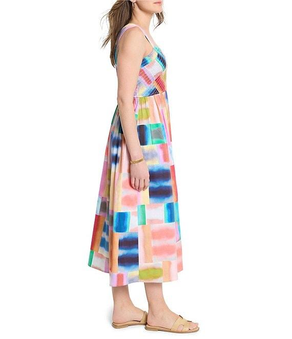 NIC + ZOE Portofino Sarah Square Neck Sleeveless Fit-And-Flare Midi Dress Product Image