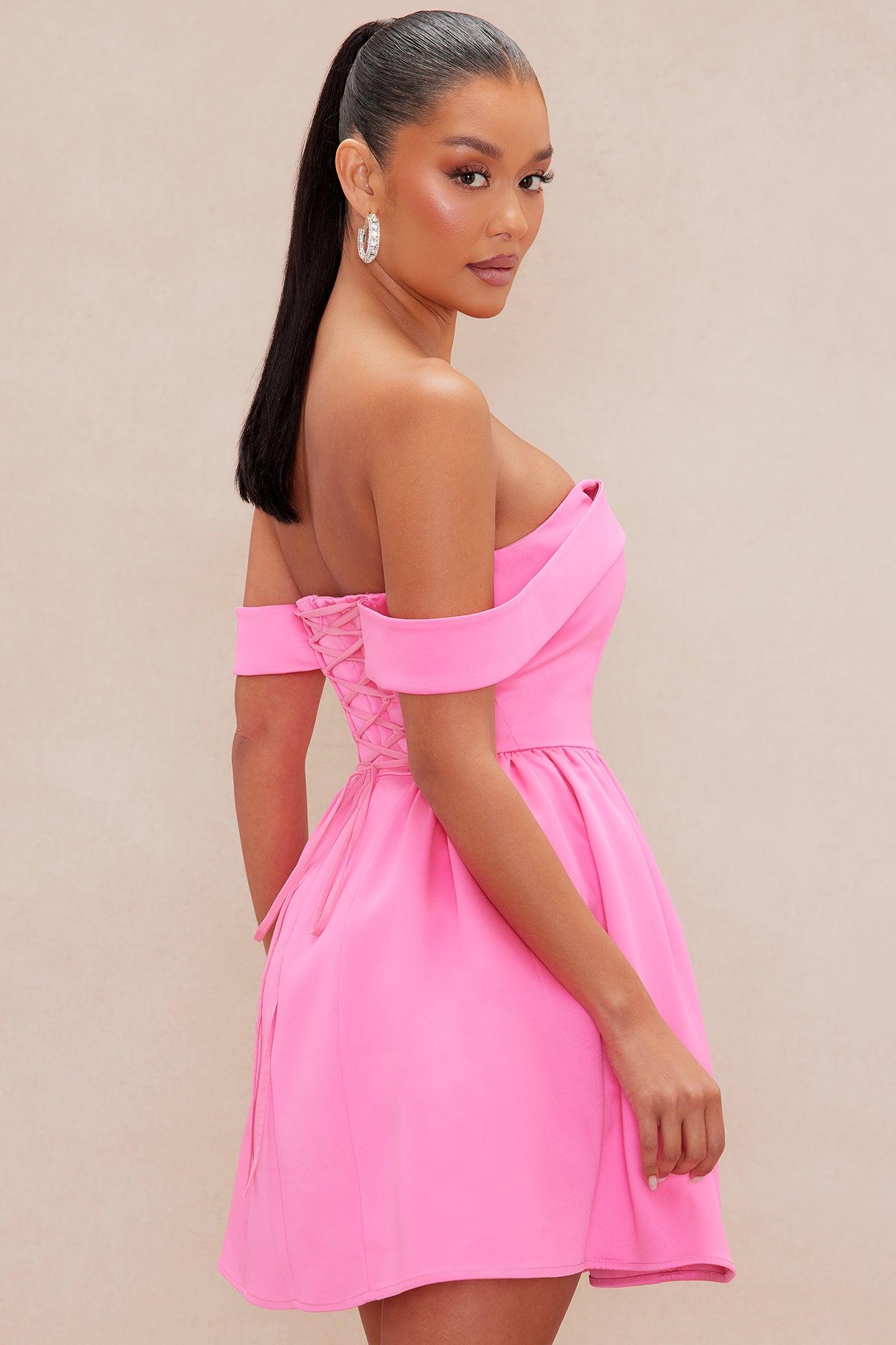 Ariana Satin Mini Dress - Pink Product Image