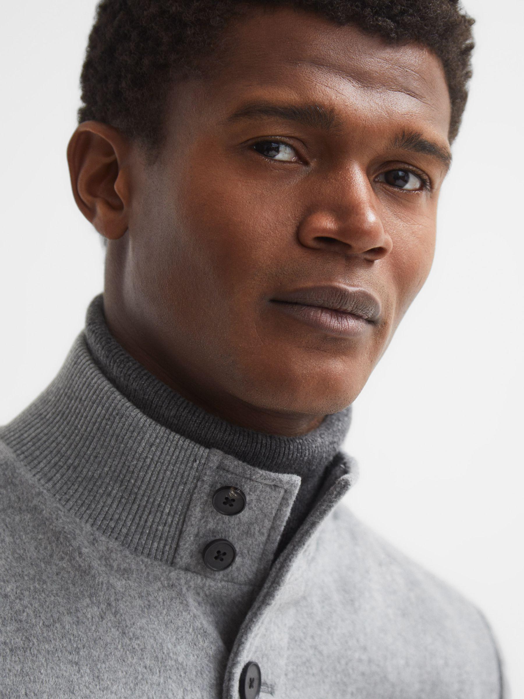 Wool Button-Through Jacket in Soft Grey Product Image