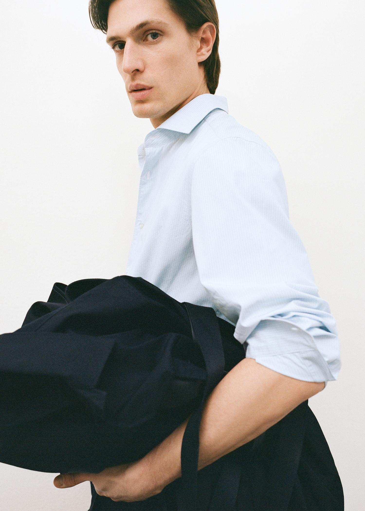 100% cotton striped shirt - Men | MANGO USA Product Image