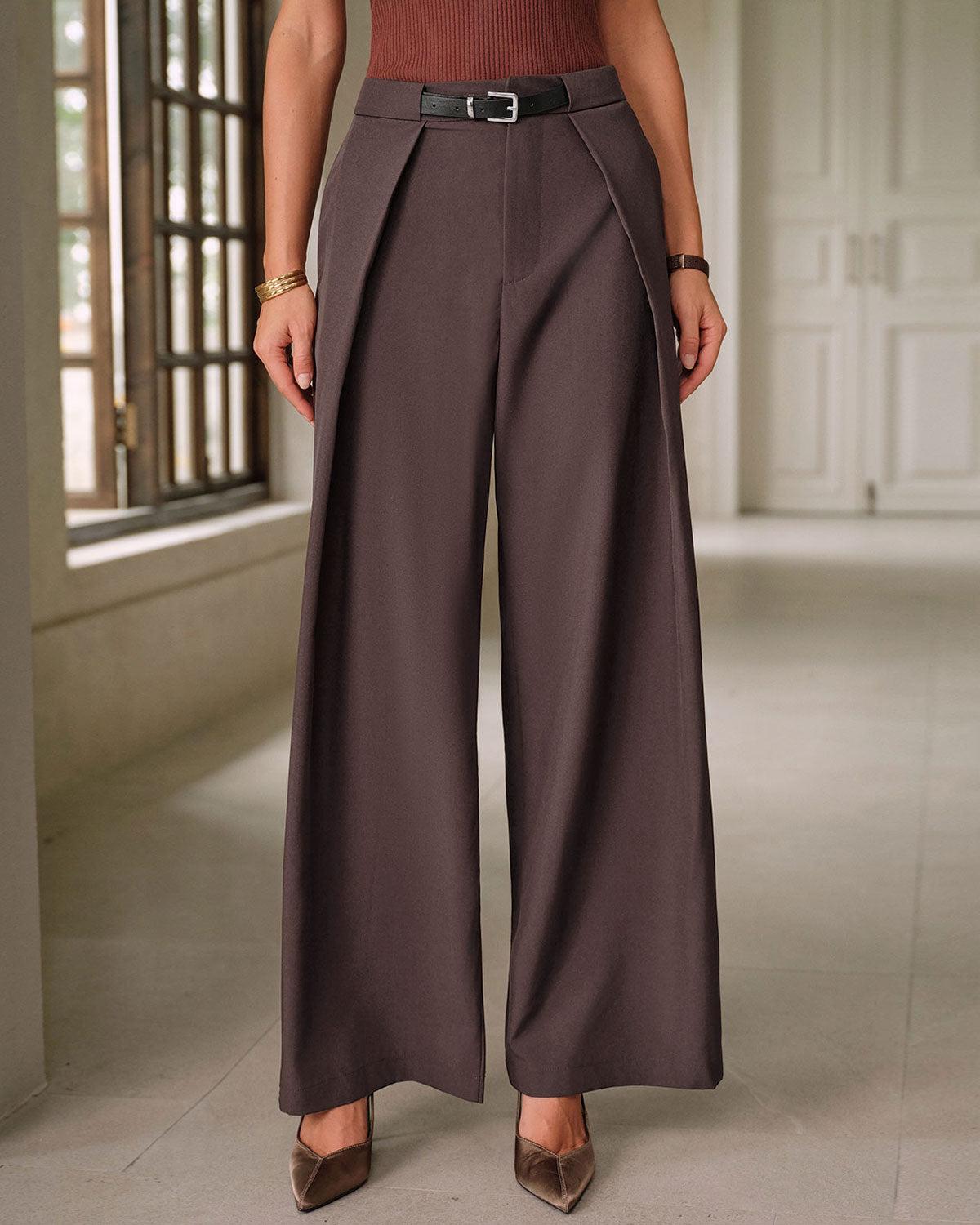 Coffee Natural Waisted Pocket Casual Pants Product Image