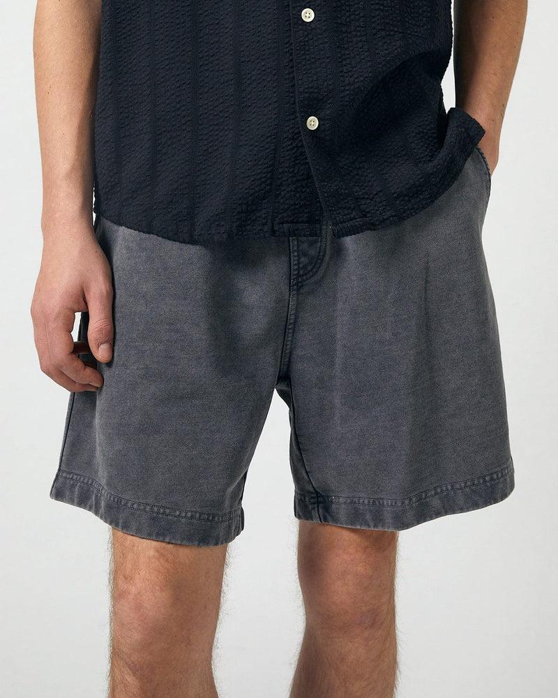 French Terry Garment Dyed Shorts - Blue Product Image