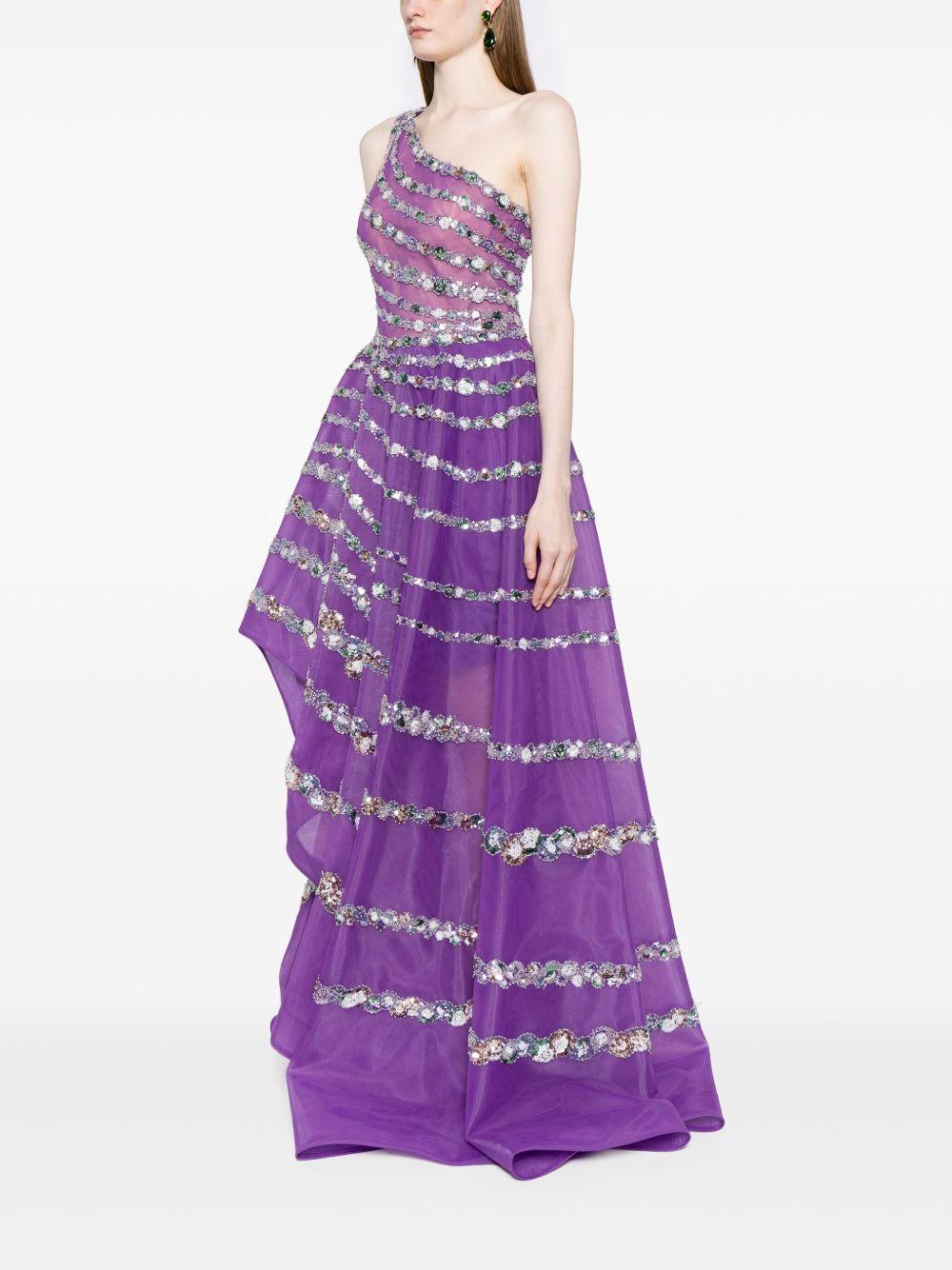 one-shoulder beaded tulle dress Product Image