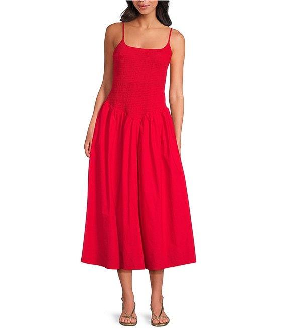 Lucy Paris Hazel Square Neck Sleeveless Smock Drop Waist Dress Product Image