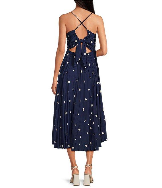 ASTR The Label Blythe Polka Dot V-Neck Sleeveless Midi Dress Product Image