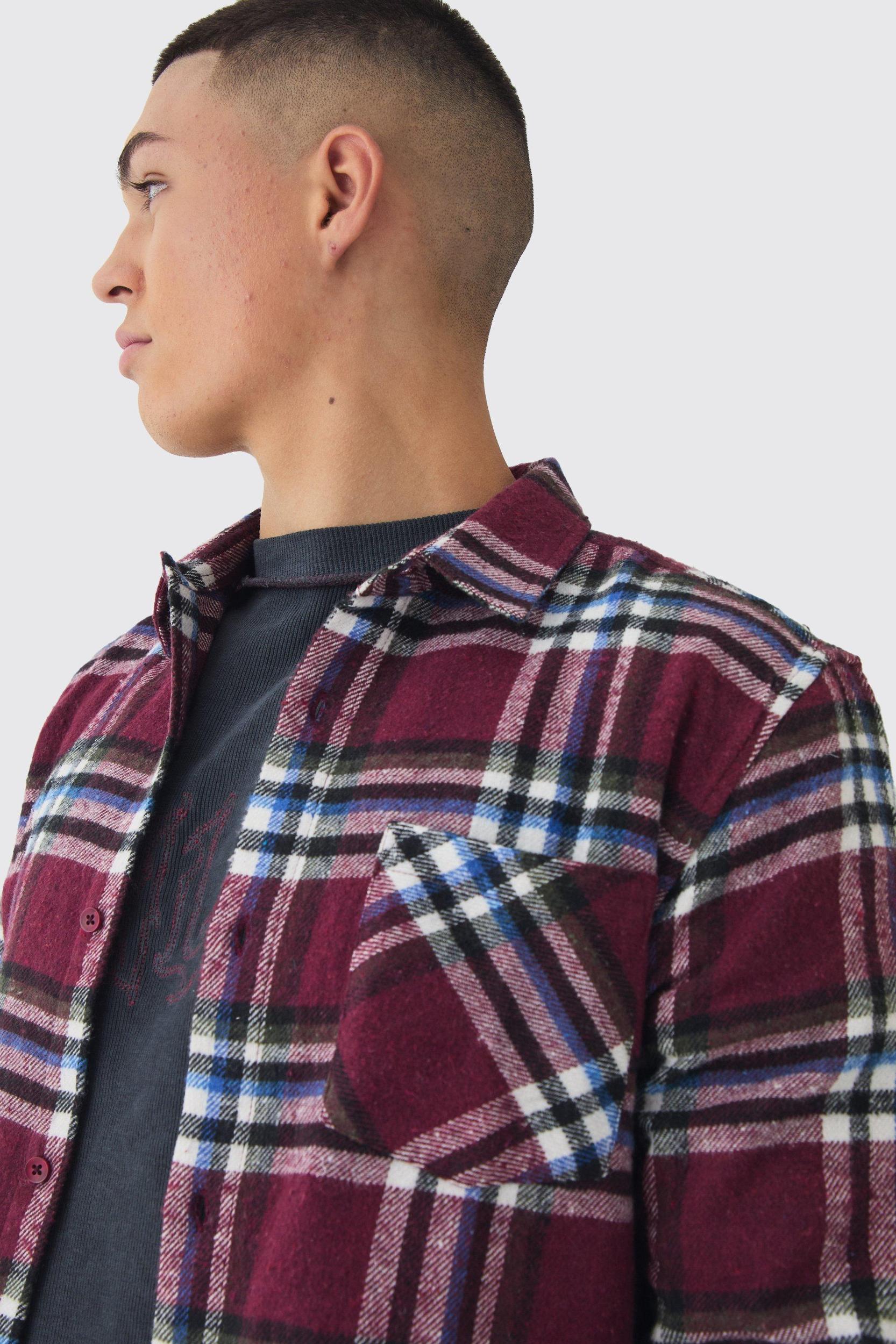 Regular Fit Long Sleeve Flannel Shirt | boohooMAN USA Product Image