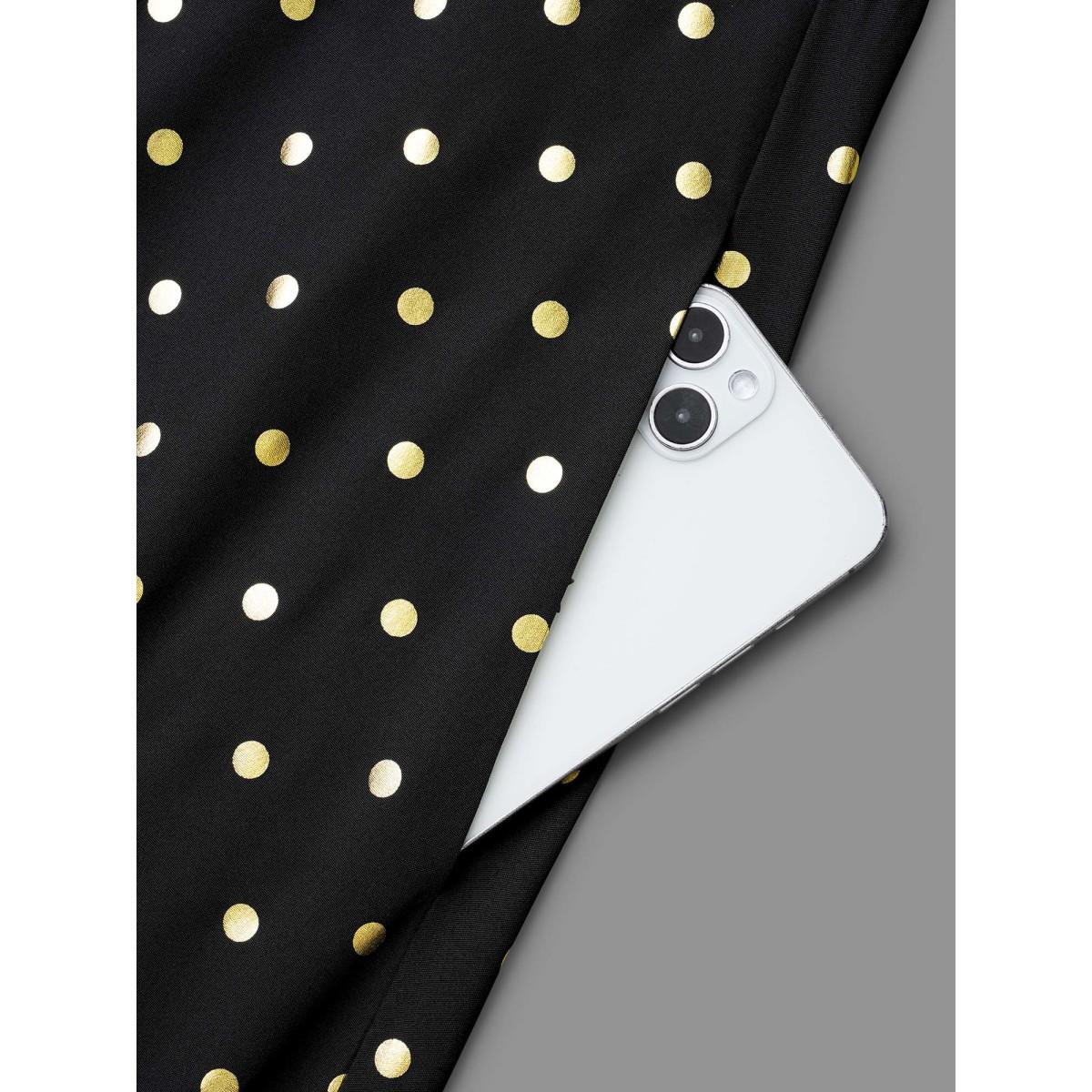 Plus Size Glitter Polka Dot Heart Neckline Dress Black Women Cocktail Woven ribbon&lace trim Party Curvy Bloomchic 22-24/3X Product Image