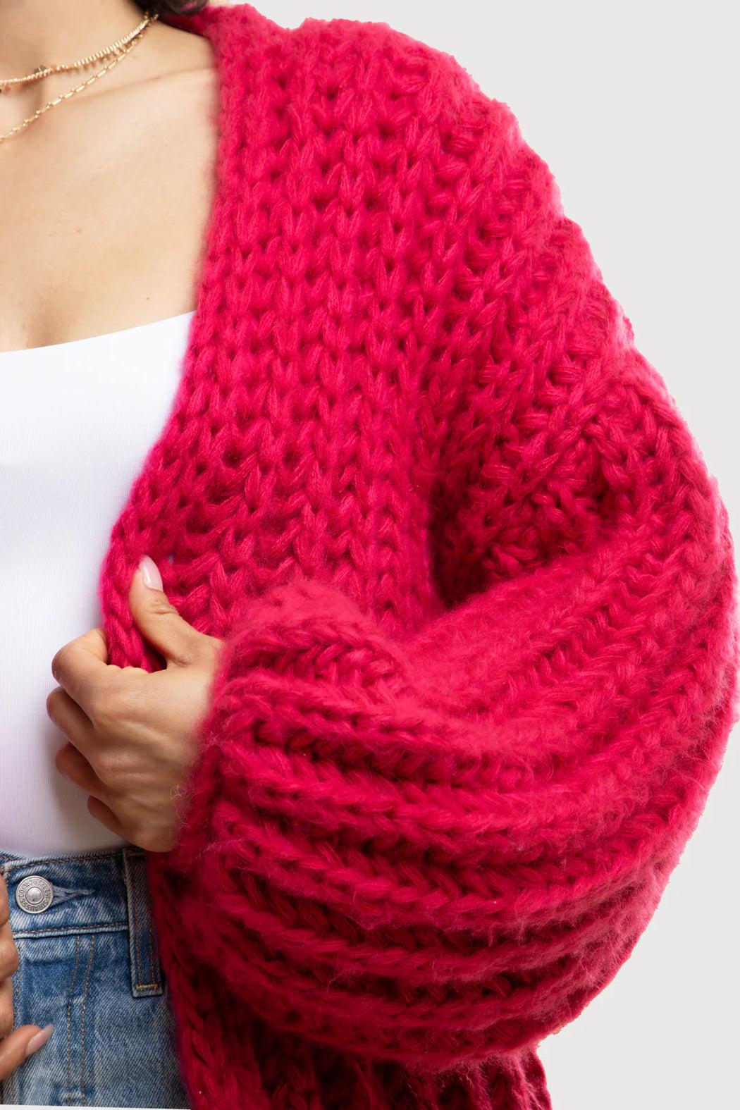 Chunky Oversized Cotton Wool Knit Cardigan Product Image