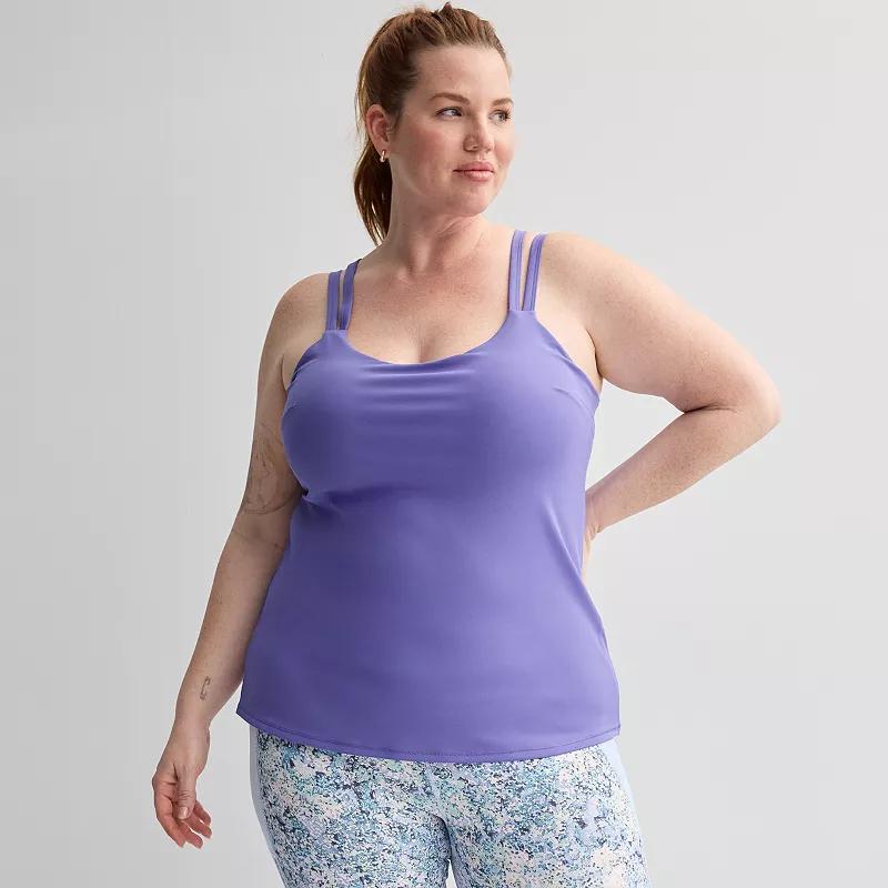 Plus Size Tek Gear® Ultrastretch Strappy Bra Tank Top, Women's, Size: 4XL, Keilani Blue Product Image