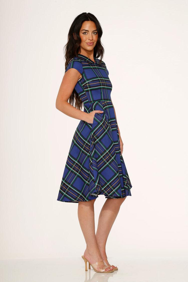 Blue Plaid Swing Dress Product Image