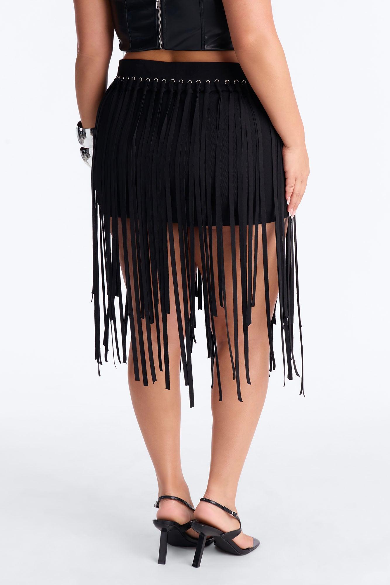 Indio Nights Fringe Skort - Black Female Product Image