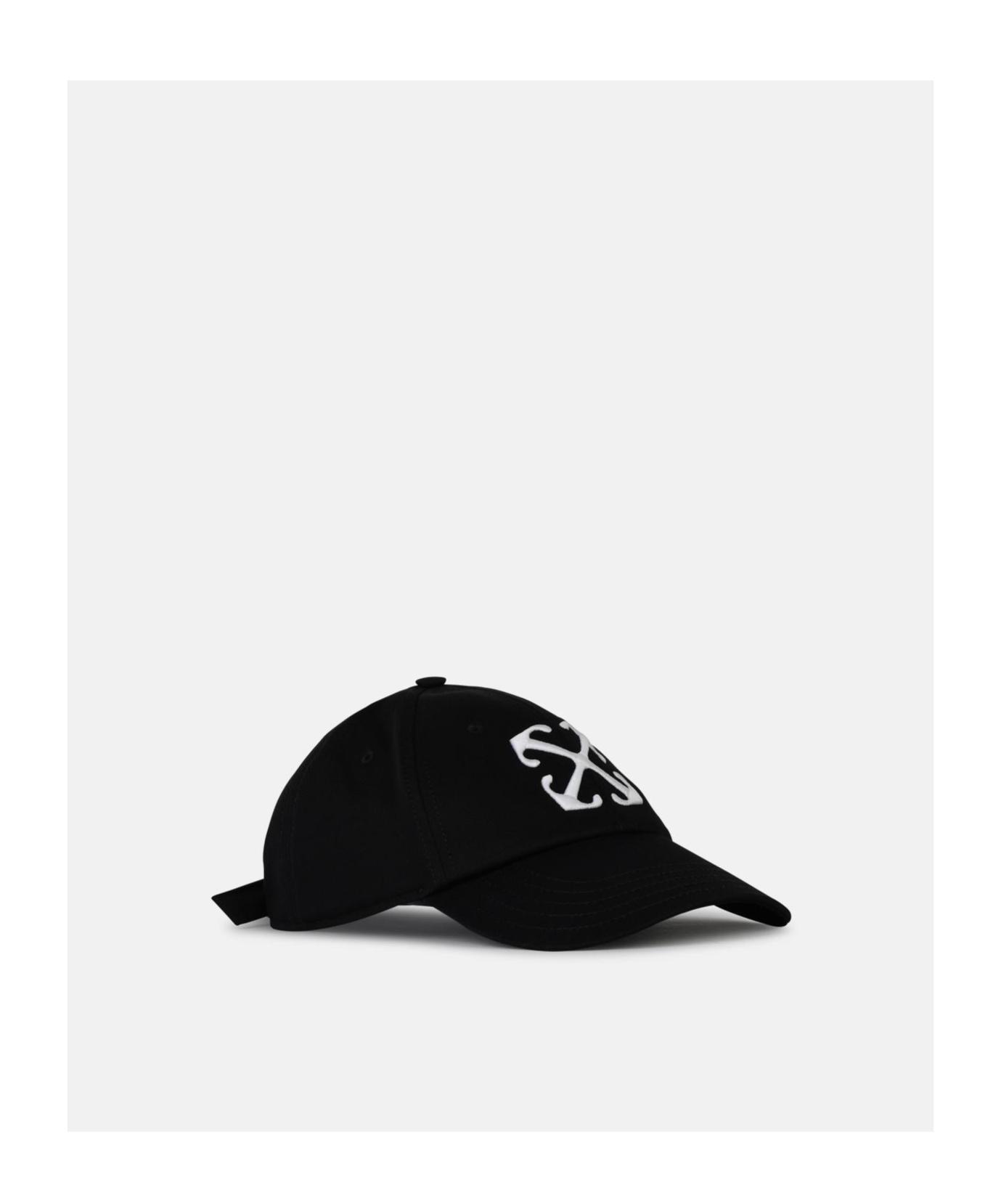 OFF-WHITE Arrow Brand-embroidered Cotton-twill Baseball Cap In Black White Product Image