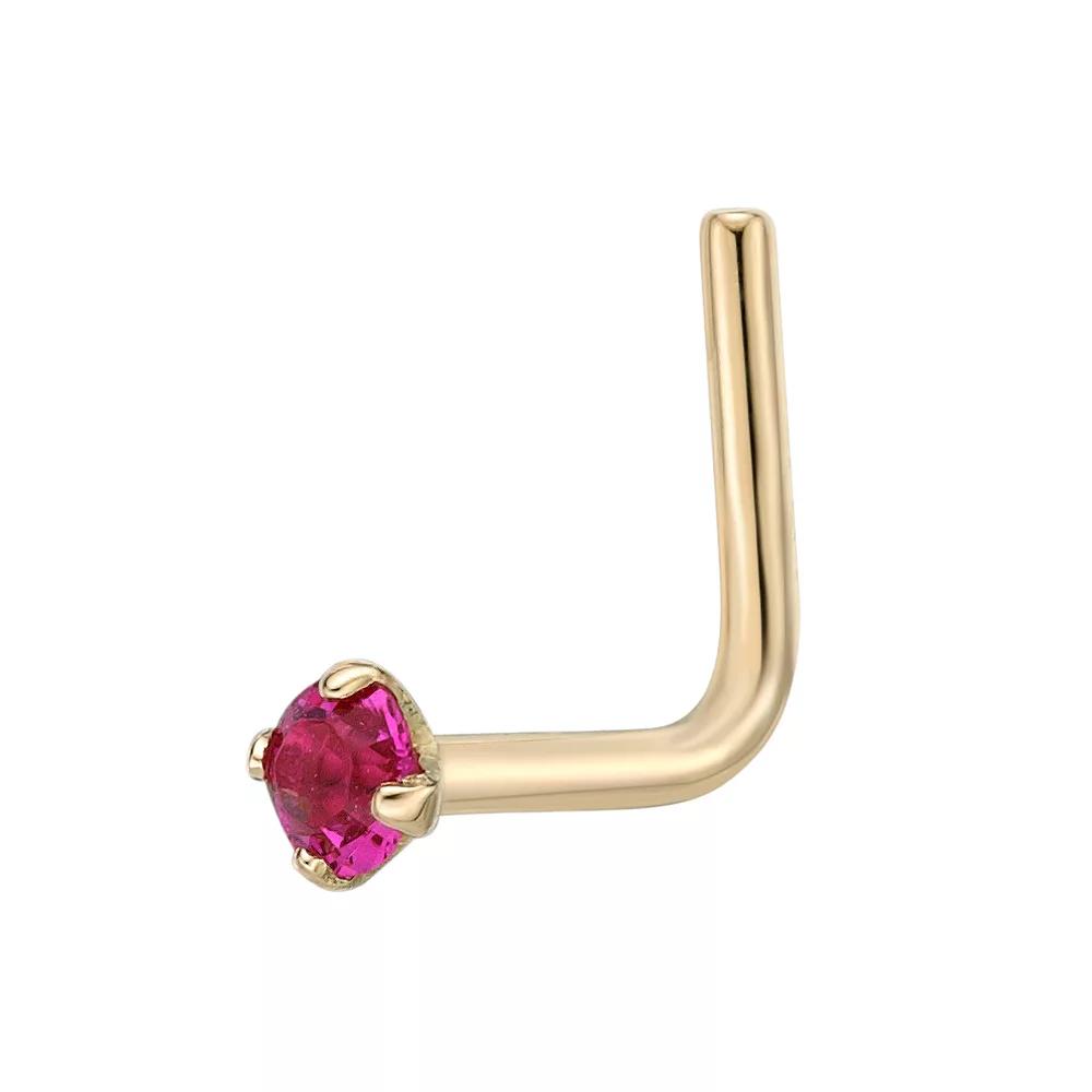 Lila Moon 10k Gold Pink Crystal Accent Nose Ring, Women's Product Image