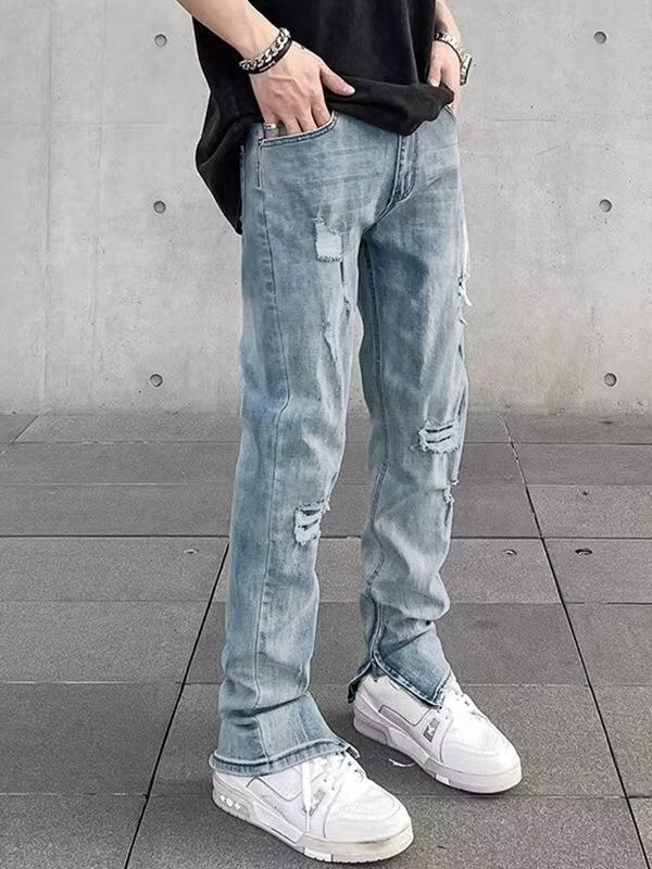 Men's Ripped Side Zip Up Slim Jeans Product Image