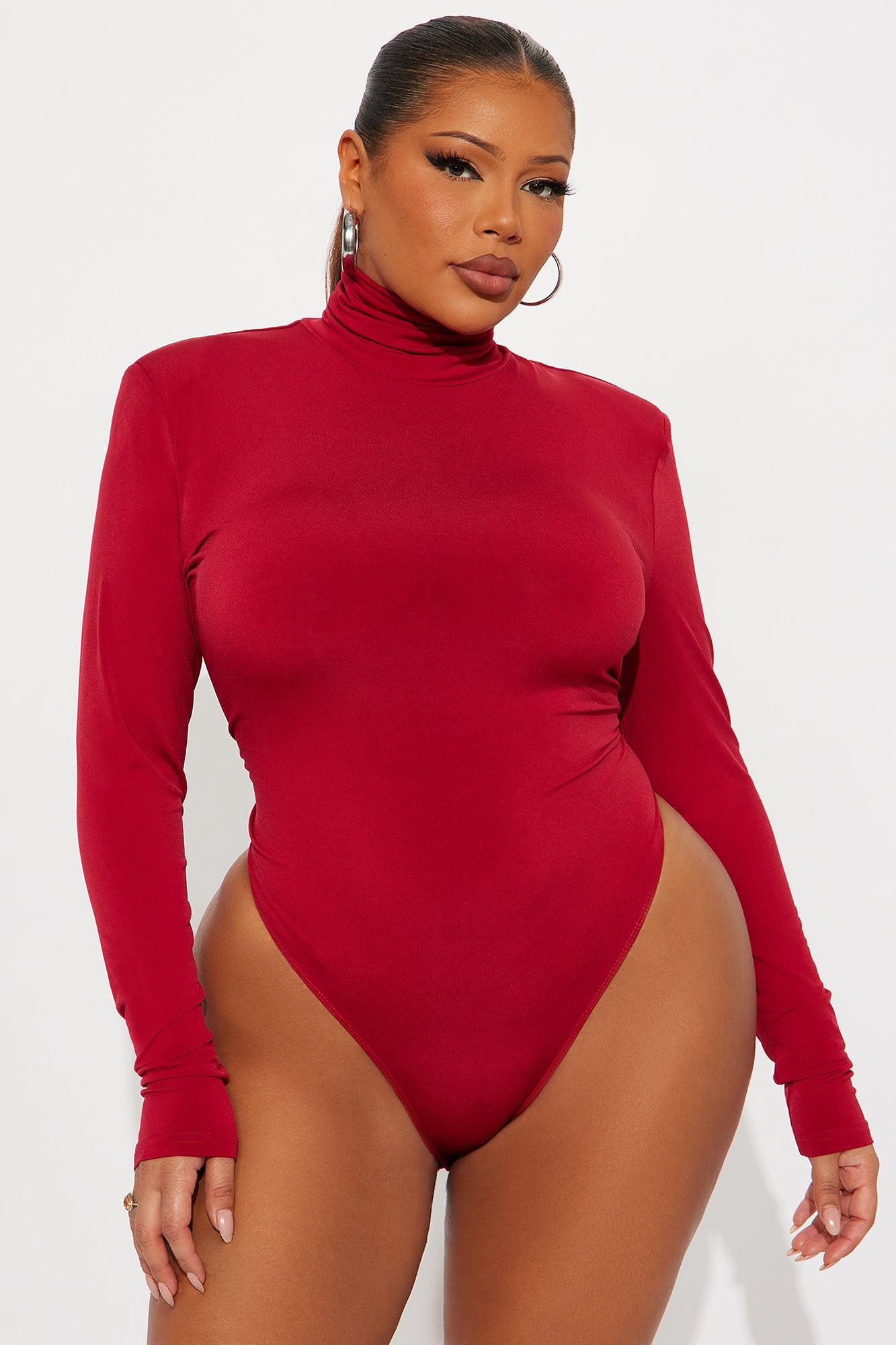 True Long Sleeve Turtle Neck Bodysuit - Red Female Product Image