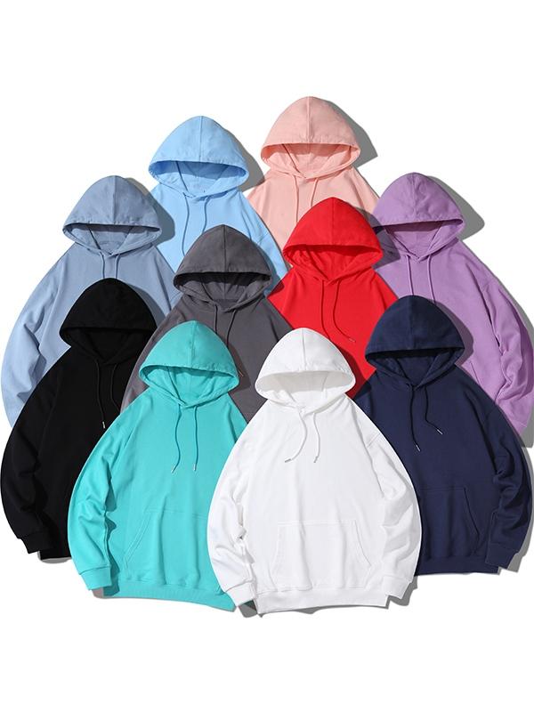 Men’s Linen Cotton Solid Color Drop Shoulder Oversized Hoodie Product Image