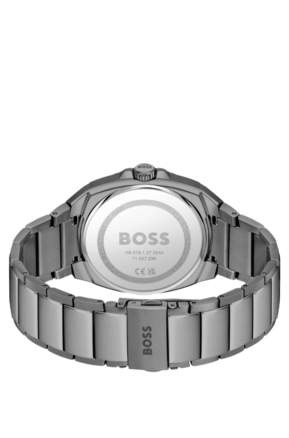 BOSS - Gray link-bracelet watch with tonal guilloché dial Product Image