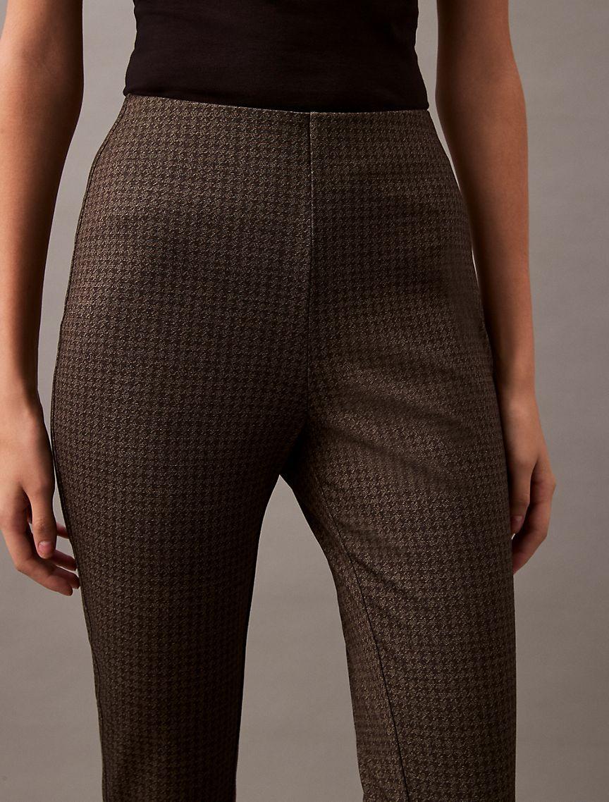 Ponte Houndstooth Print Skinny Pants Product Image