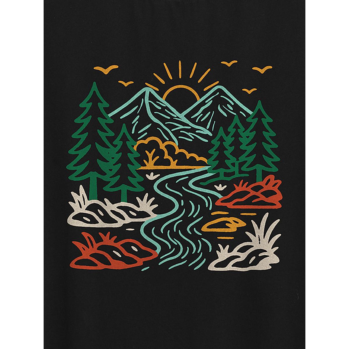 Plus Size Elephant Abstract Print Round Neck T-Shirt Black Women Non Animals Round Neck Casual T-shirts BloomChic 30/6X Product Image