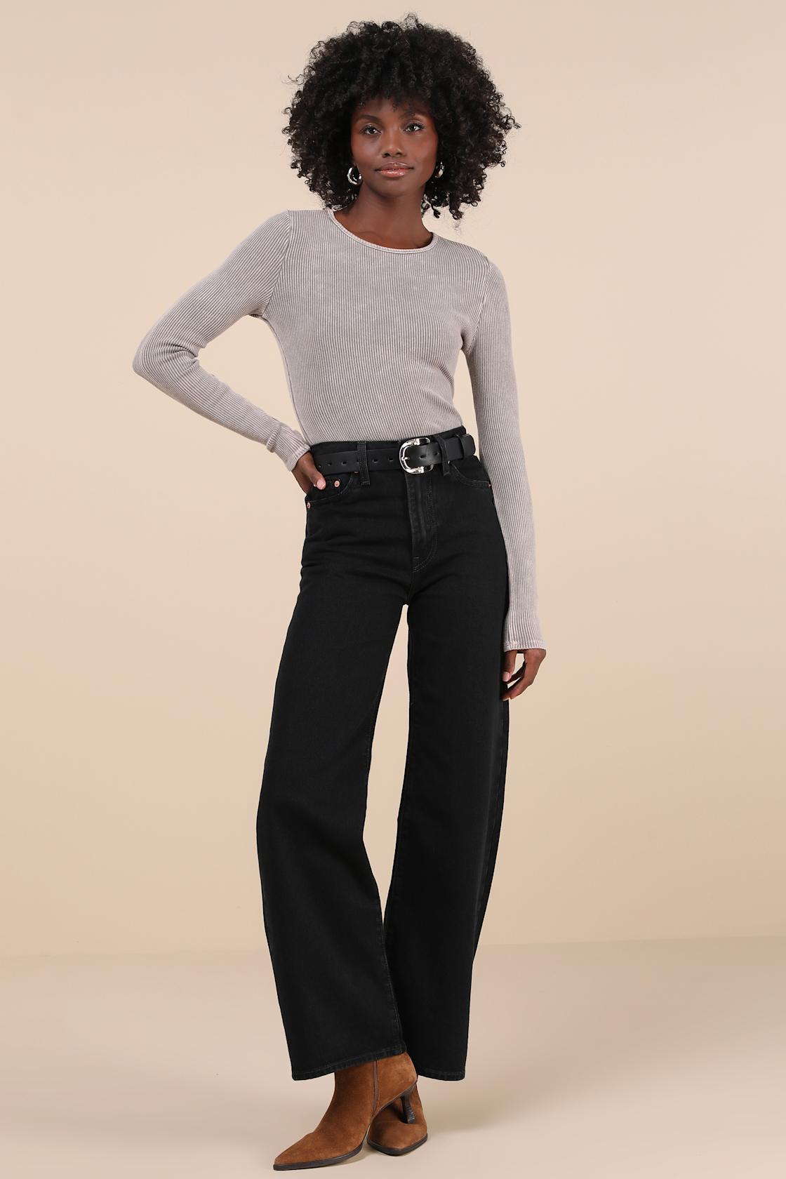Ribcage Black Wide-Leg High-Waisted Denim Jeans Product Image