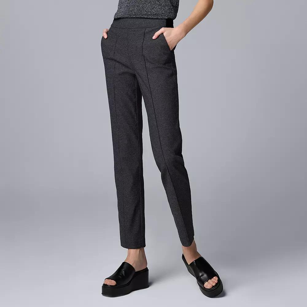 Women's Simply Vera Vera Wang Pintuck Slim Straight Pants, Size: Medium, Grey Texture Product Image