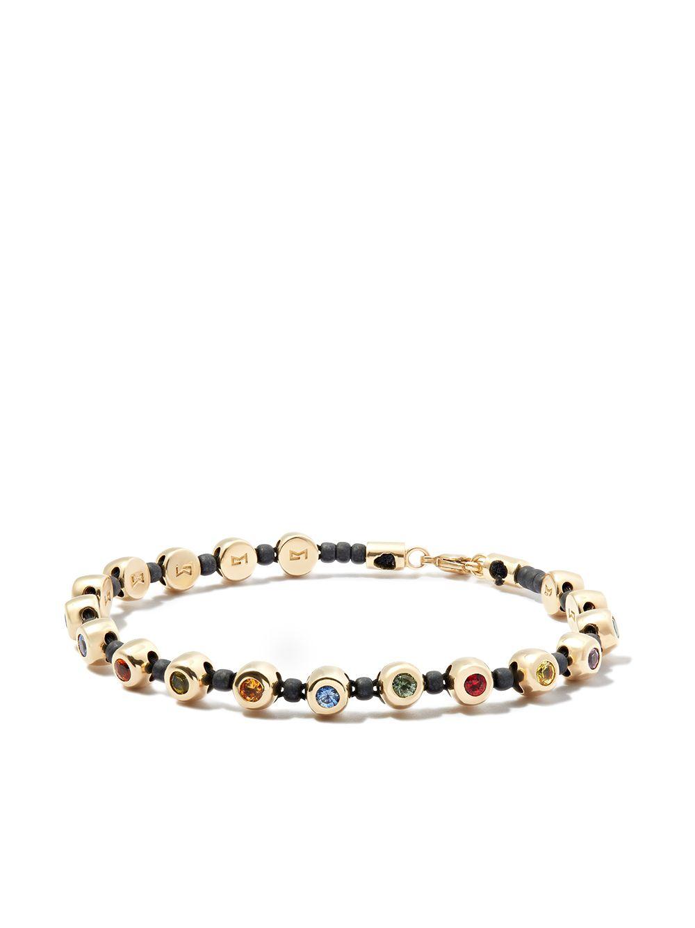 14kt yellow gold beaded rainbow sapphire bracelet Product Image