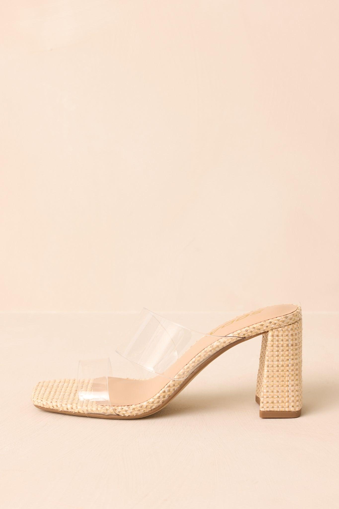 Higher Standards Clear Natural Raffia Block Heels Product Image