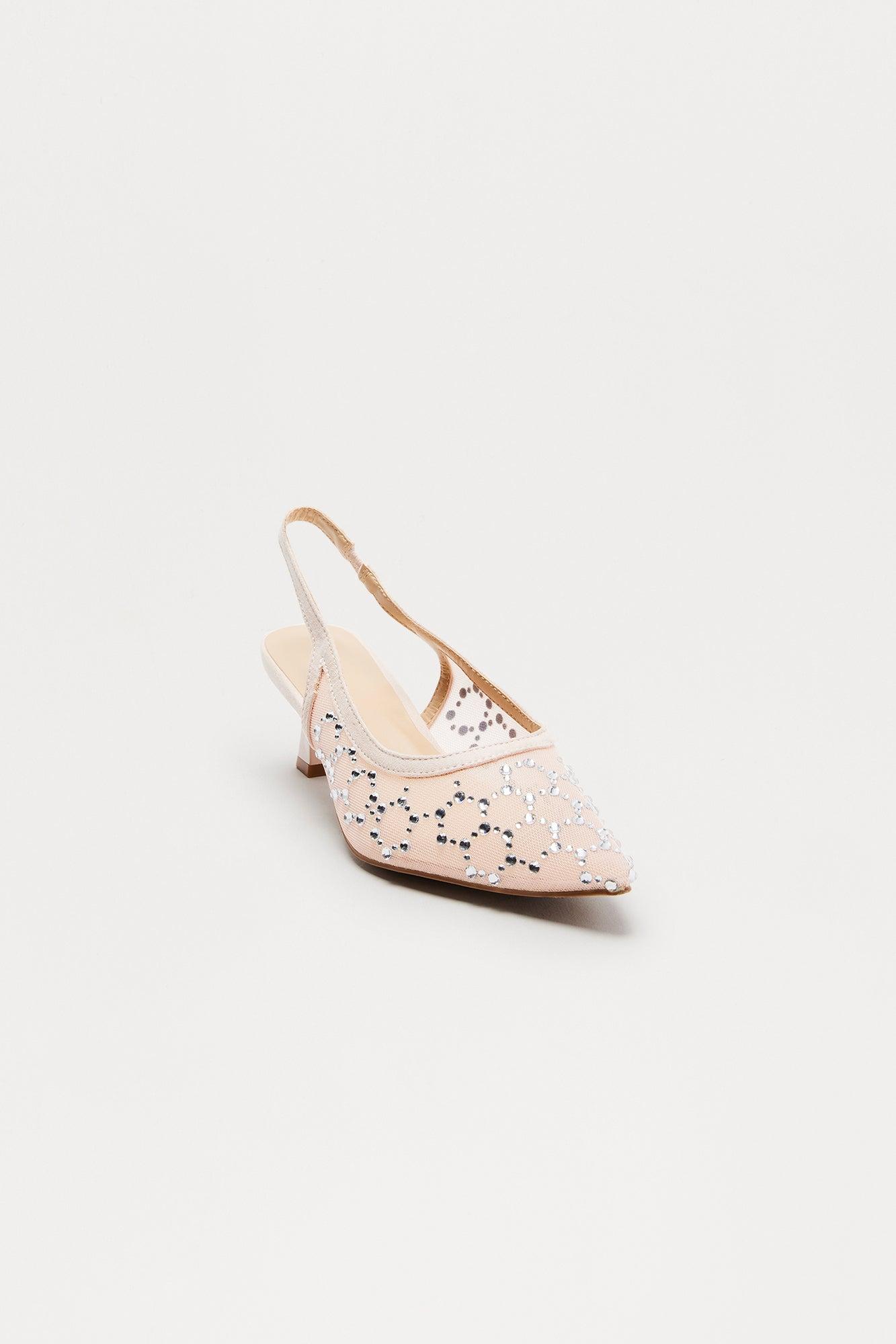 Mich Rhinestone Slingback Pumps - Nude Product Image