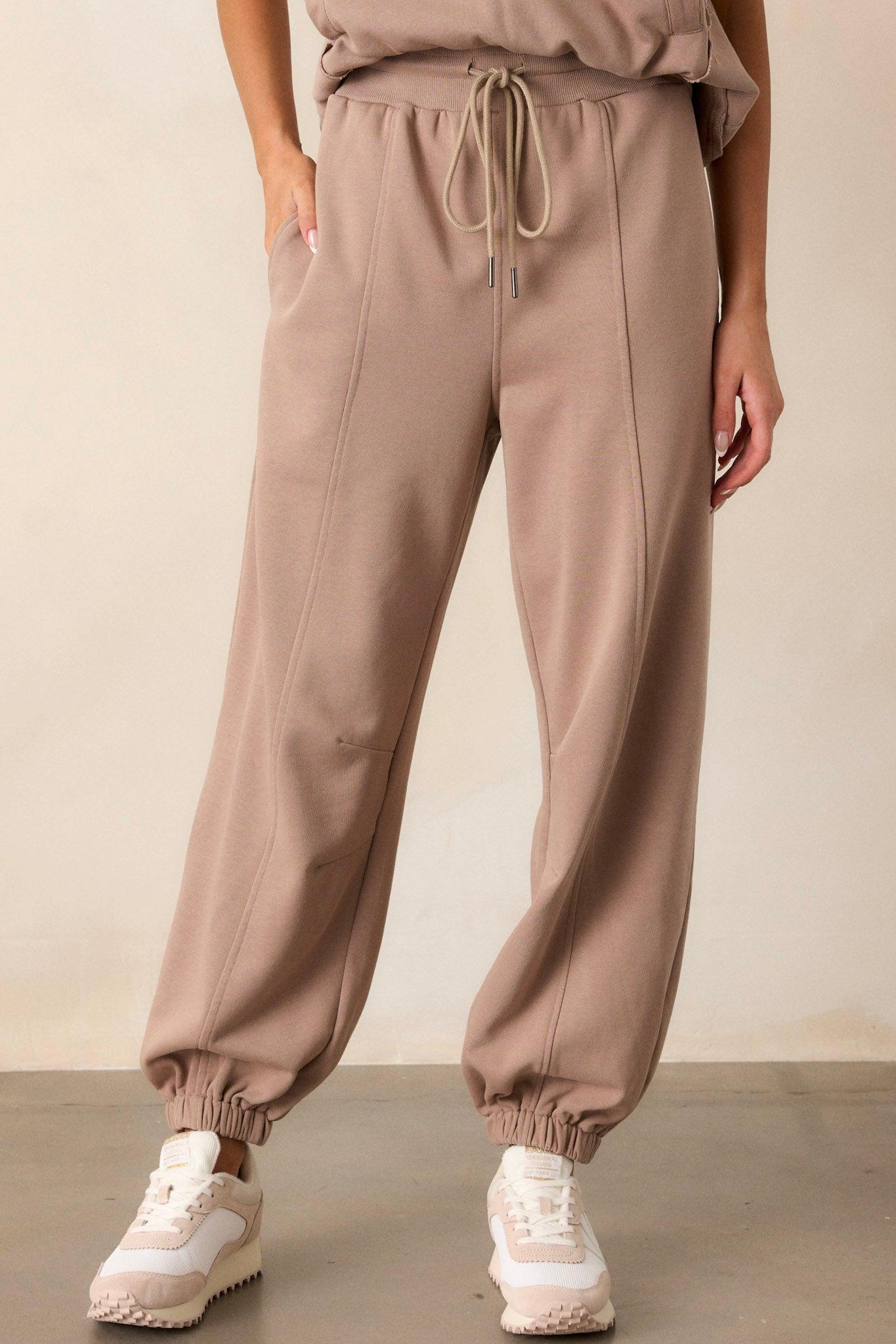 Almost Forever Cotton Light Mocha Joggers Product Image