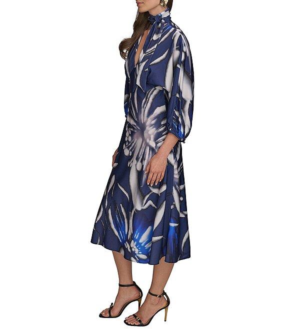 Donna Karan Empire Waist Floral Print Midi Dress Product Image
